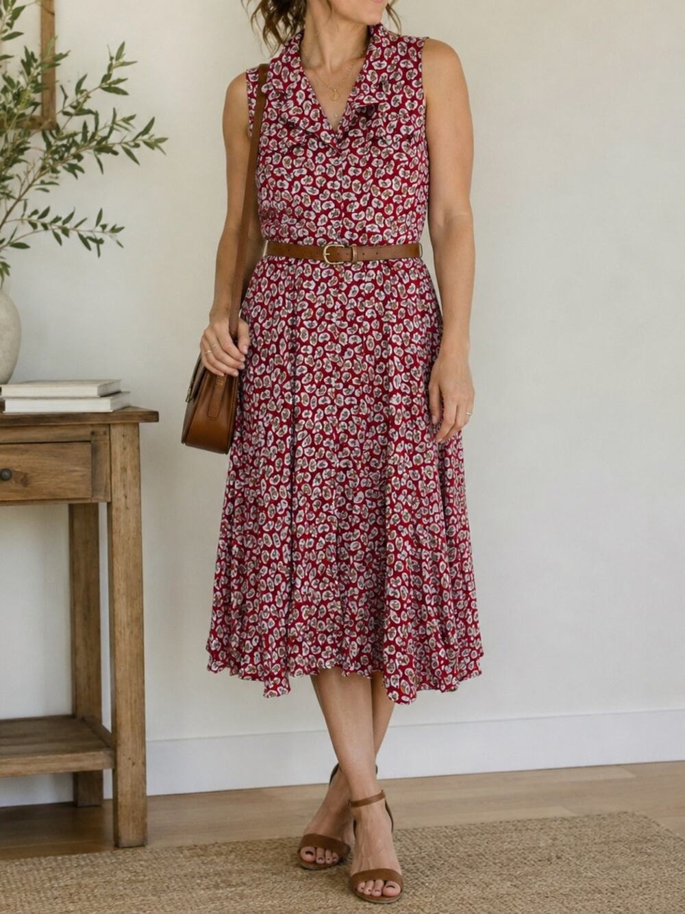 Desert Diva Vintage Western Pearl Button Horse Print Midi Summer Dress Size XL